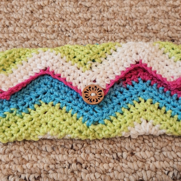 Handmade Crocheted Candy Striped Clutch - Picture 2 of 5
